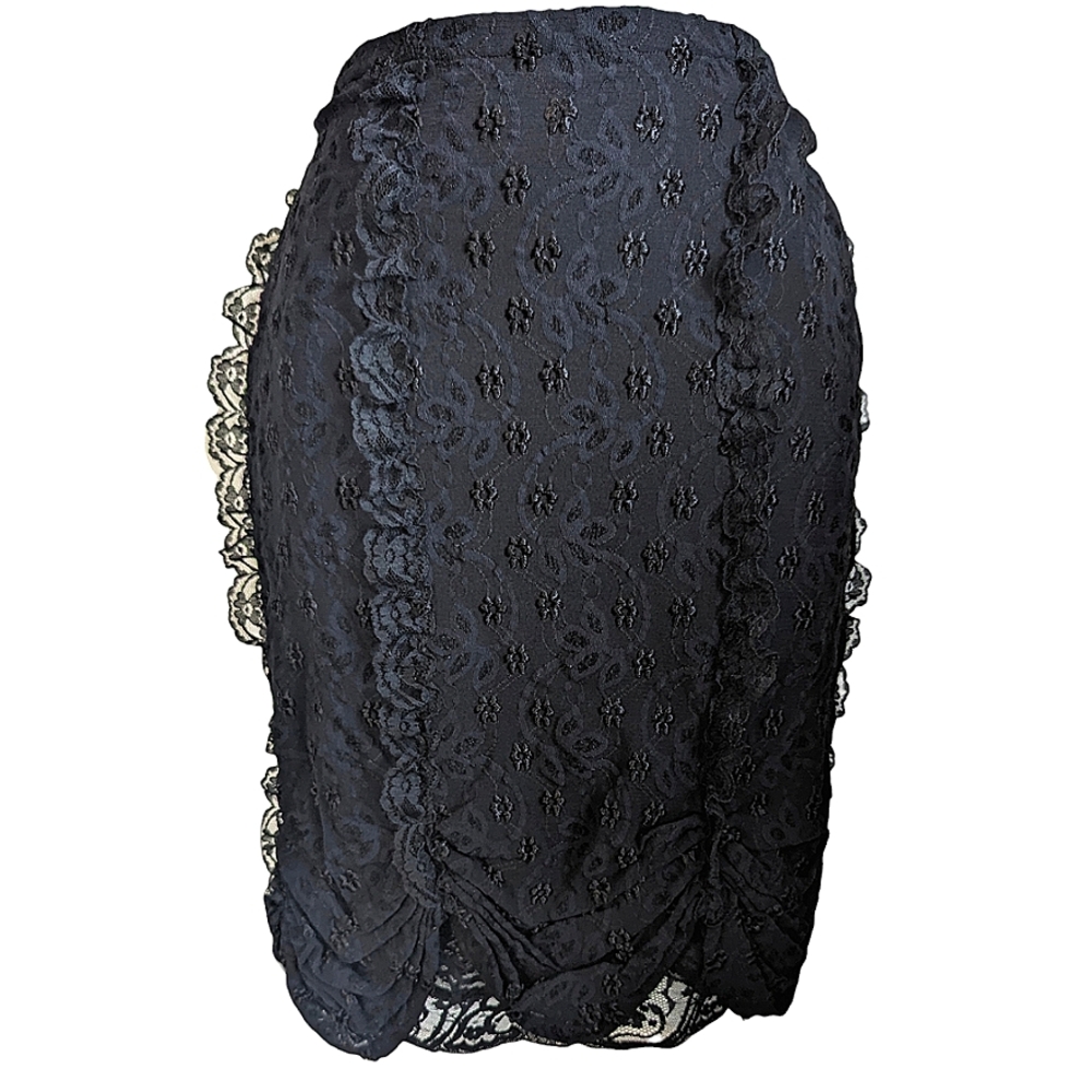 Parisline vintage black lace ruffle slip skirt Large